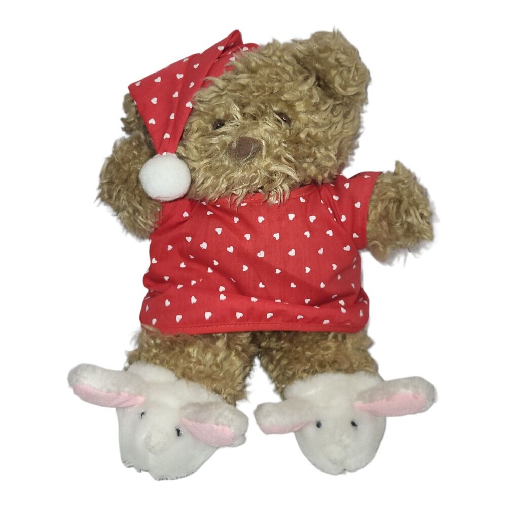 Vintage Summit Collection Plush Teddy Bear HEARTWARMER Bunny Slippers 1992 11"‎